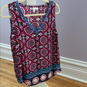 DR2 Women's Vibrant Floral Tank Top - Red and Blue